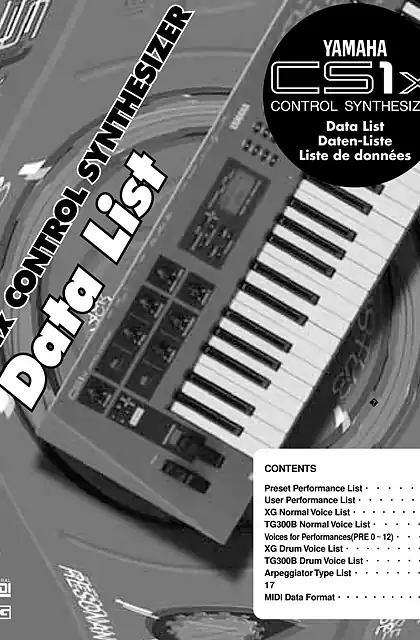 yamaha雅马哈CS1x Data List
